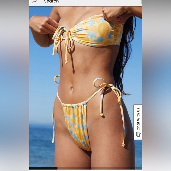 PacSun Yellow Bikini with Blue Floral Pattern - Picture 1 of 8